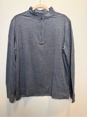 Fairlane Mens Performance Pique Quarter Zip Pullover Sweater Heather Gray Large